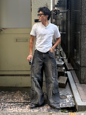 「アイテム（サングラス）」を使った、岡本幸大さん（メンズ・172cm）の秋コーディネート