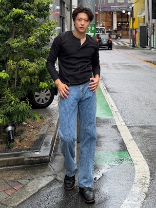 「INNOCENT(イノセント)の【LAST HEAVEN】ターコイズチューブビーズネックレス(ネックレス)」を使った、岡本幸大さん(メンズ・172cm)の秋コーディネート