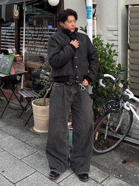 「アイテム（ベルト）」を使った、岡本幸大さん（メンズ・172cm）の冬コーディネート