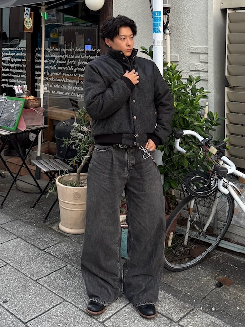 レザーヨーク中綿ツイードジャケット（ダウンジャケット/コート