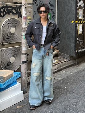 「アイテム（ブーツ）」を使った、岡本幸大さん（メンズ・172cm）の春コーディネート