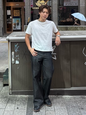 「RRL（ダブル アール エル）のアイテム」を使った、岡本幸大さん（メンズ・172cm）の夏コーディネート