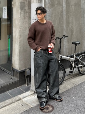 「アイテム（サングラス）」を使った、岡本幸大さん（メンズ・172cm）の秋コーディネート