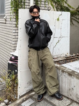 「アイテム（ベルト）」を使った、岡本幸大さん（メンズ・172cm）の冬コーディネート