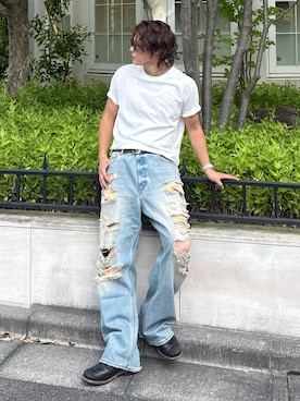 「RED WING（レッドウィング）のアイテム」を使った、岡本幸大さん（メンズ・172cm）の夏コーディネート