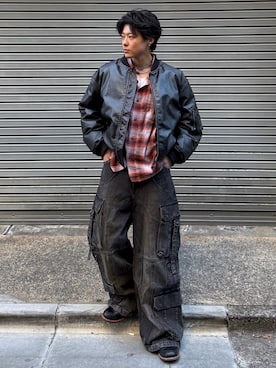 「アイテム（MA-1）」を使った、岡本幸大さん（メンズ・172cm）の冬コーディネート