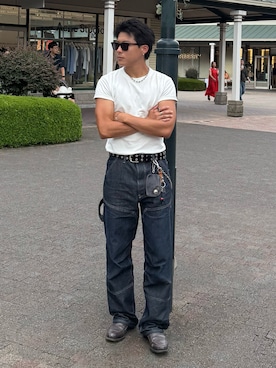 「アイテム（コインケース）」を使った、岡本幸大さん（メンズ・172cm）の夏コーディネート