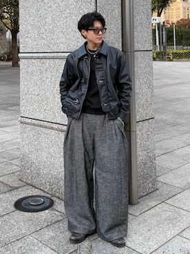 「INNOCENT（イノセント）のLAST HEAVEN/3ミリネックレス（ネックレス）」を使った、岡本幸大さん（メンズ・172cm）の冬コーディネート