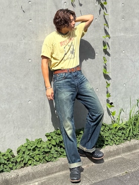 「RRL（ダブル アール エル）のアイテム」を使った、岡本幸大さん（メンズ・172cm）の夏コーディネート