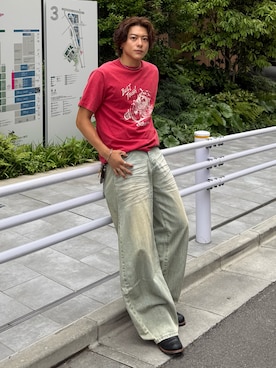 「RRL(ダブル アール エル)のアイテム」を使った、岡本幸大さん(メンズ・172cm)の夏コーディネート