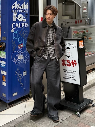 「SINSS(シンス)のCompact check shirt / コンパクトチェックシャツ(シャツ/ブラウス)」を使った、岡本幸大さん(メンズ・172cm)の秋コーディネート