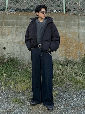 「アイテム（サングラス）」を使った、岡本幸大さん（メンズ・172cm）の冬コーディネート