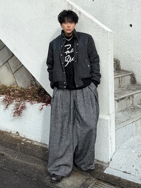 「アイテム（ネックレス）」を使った、岡本幸大さん（メンズ・172cm）の冬コーディネート