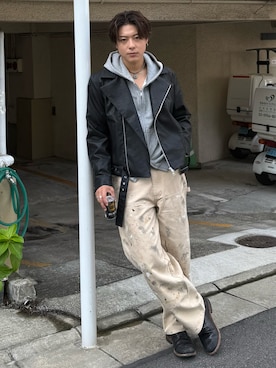 「SINSS（シンス）のアイテム（ジャケット/アウター）」を使った、岡本幸大さん（メンズ・172cm）の秋コーディネート