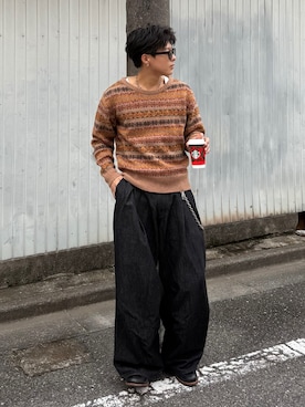 「アイテム（ウォレットチェーン）」を使った、岡本幸大さん（メンズ・172cm・20代）の秋コーディネート