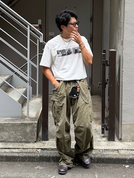 「アイテム（コインケース）」を使った、岡本幸大さん（メンズ・172cm）の夏コーディネート
