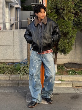 「アイテム（ブレスレット）」を使った、岡本幸大さん（メンズ・172cm・20代）の冬コーディネート