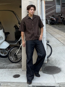 「RRL(ダブル アール エル)のアイテム」を使った、岡本幸大さん(メンズ・172cm)の夏コーディネート