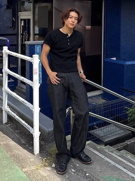 「SINSS（シンス）のアイテム」を使った、岡本幸大さん（メンズ・172cm）の夏コーディネート