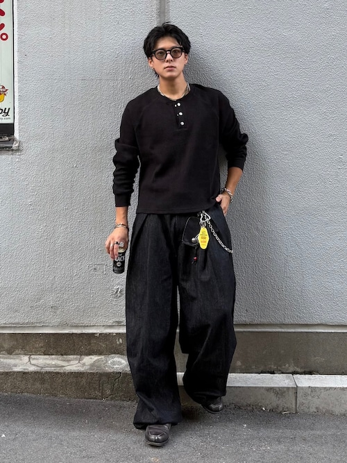 ［perushu］ダブルタックワイドデニムパンツ セールハトメループリジットワイドタックデニム（デニムパンツ