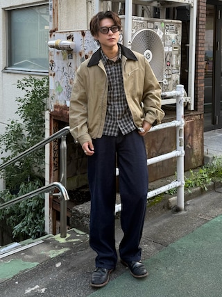 「CRIMIE(クライミー)のMIKE BIKER SHADE SUNGLASSES(サングラス)」を使った、岡本幸大さん(メンズ・172cm)の秋コーディネート