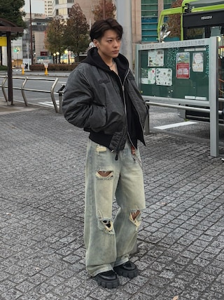ダメージジーンズ ma1 ジーンズ XL 大きい ARMANI EXCHANGE アルマーニ 