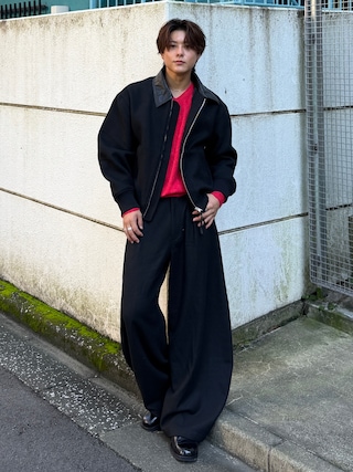 「SINSS(シンス)のFox blend V-neck knit / フォックスブレンドVネックニット(ニット/セーター)」を使った、岡本幸大さん(メンズ・172cm)の秋コーディネート