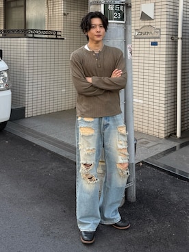 「アイテム（パンツ）」を使った、岡本幸大さん（メンズ・172cm）の春コーディネート