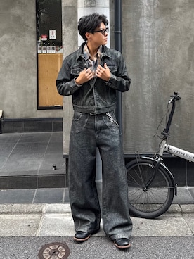 「アイテム（デニムジャケット）」を使った、岡本幸大さん（メンズ・172cm）の秋コーディネート