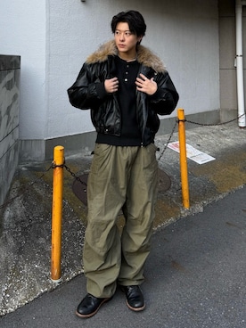 「RED WING（レッドウィング）のアイテム」を使った、岡本幸大さん（メンズ・172cm）の冬コーディネート