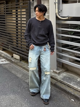 「RED WING（レッドウィング）のアイテム（シューズ）」を使った、岡本幸大さん（メンズ・172cm）の春コーディネート