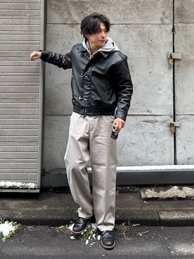 「RED WING（レッドウィング）のアイテム」を使った、岡本幸大さん（メンズ・172cm）の冬コーディネート