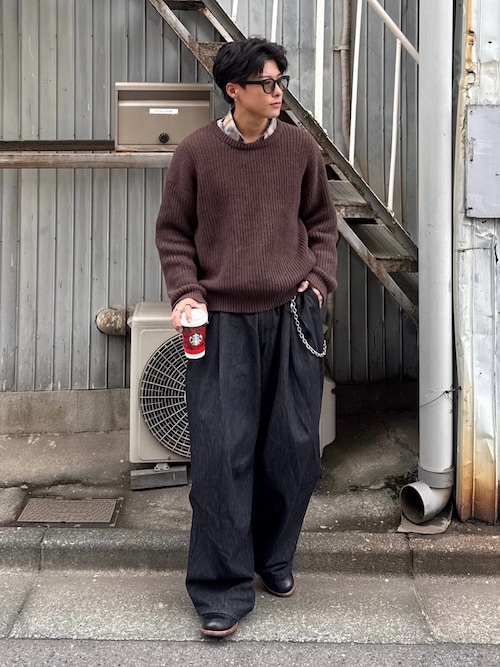 セール】ハトメループリジットワイドタックデニム（デニムパンツ