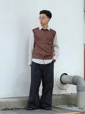 「VINTAGE（ヴィンテージ）のアイテム（ベスト）」を使った、rikuさん（メンズ・164cm）の秋コーディネート