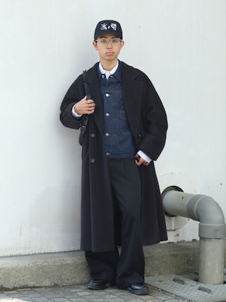 And⭐︎　MaxMaraブラック チェスターコート Max Maraのチェスターコートを使ったメンズ人気ファッション