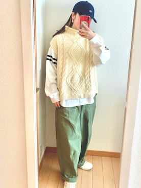 「コンバース ハイカット」｜「アイテム（キャップ）」を使った、Aさん（レディース・158cm）の冬コーディネート