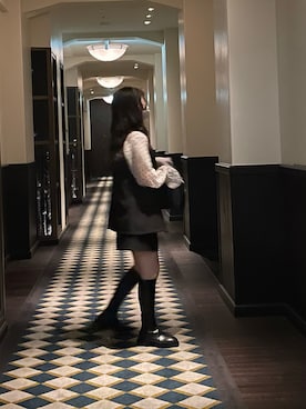 「SHEINのアイテム（ベスト、ブラック系）」を使った、のき🐈‍⬛🖤さん（レディース・154cm）の冬コーディネート