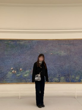 「epine（エピヌ）のe embroidery rib knit high neck（Tシャツ/カットソー、ブラック系）」を使った、のき🐈‍⬛🖤さん（レディース・154cm）の春コーディネート