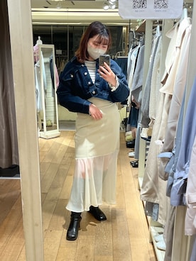 「OLIVE des OLIVE（オリーブデオリーブ）のアイテム（デニムジャケット）」を使った、sanaさん（レディース・157cm）の冬コーディネート