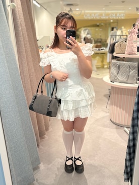 「OLIVE des OLIVE（オリーブデオリーブ）のアイテム（ワンピース/ドレス）」を使った、sanaさん（レディース・157cm）の夏コーディネート