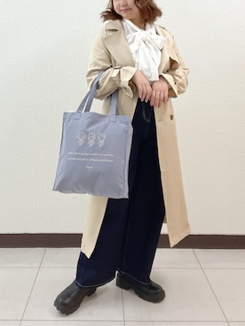 「ボウタイ」｜「アイテム（トレンチコート）」を使った、sanaさん（レディース・157cm）の冬コーディネート