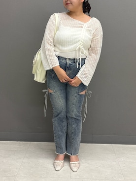 「OLIVE des OLIVE（オリーブデオリーブ）のアイテム（デニムパンツ）」を使った、sanaさん（レディース・157cm）の秋コーディネート