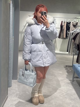 「OLIVE des OLIVE（オリーブデオリーブ）のSnow fur ミドルエコダウン（ダウンジャケット/コート、ブルー系）」を使った、sanaさん（レディース・157cm）の秋コーディネート