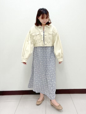「OLIVE des OLIVE（オリーブデオリーブ）のアイテム（デニムジャケット）」を使った、sanaさん（レディース・157cm）の春コーディネート