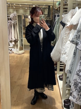 「OLIVE des OLIVE（オリーブデオリーブ）のアイテム（ステンカラーコート）」を使った、sanaさん（レディース・157cm）の冬コーディネート
