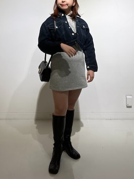 「OLIVE des OLIVE（オリーブデオリーブ）のアイテム（デニムジャケット）」を使った、sanaさん（レディース・157cm）の冬コーディネート