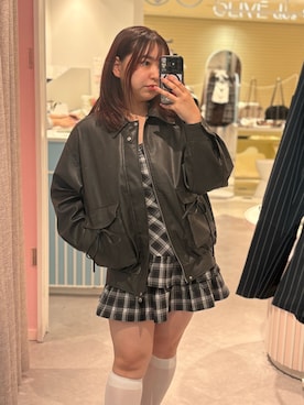 「アイテム（ライダースジャケット）」を使った、sanaさん（レディース・157cm）の秋コーディネート