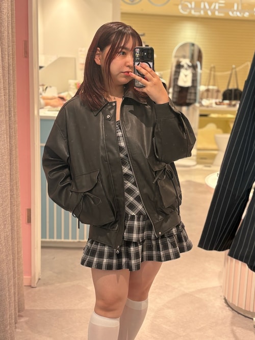 OLIVE des レザージャケット ライダース ファーティペット
