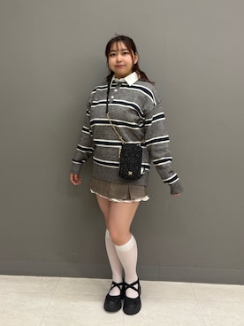 「OLIVE des OLIVE（オリーブデオリーブ）の裾レイヤードプリーツミニスカート（スカート）」を使った、sanaさん（レディース・157cm）の秋コーディネート