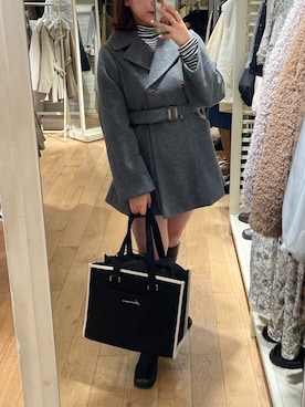 「レトロ」｜「アイテム（ステンカラーコート）」を使った、sanaさん（レディース・157cm）の秋コーディネート